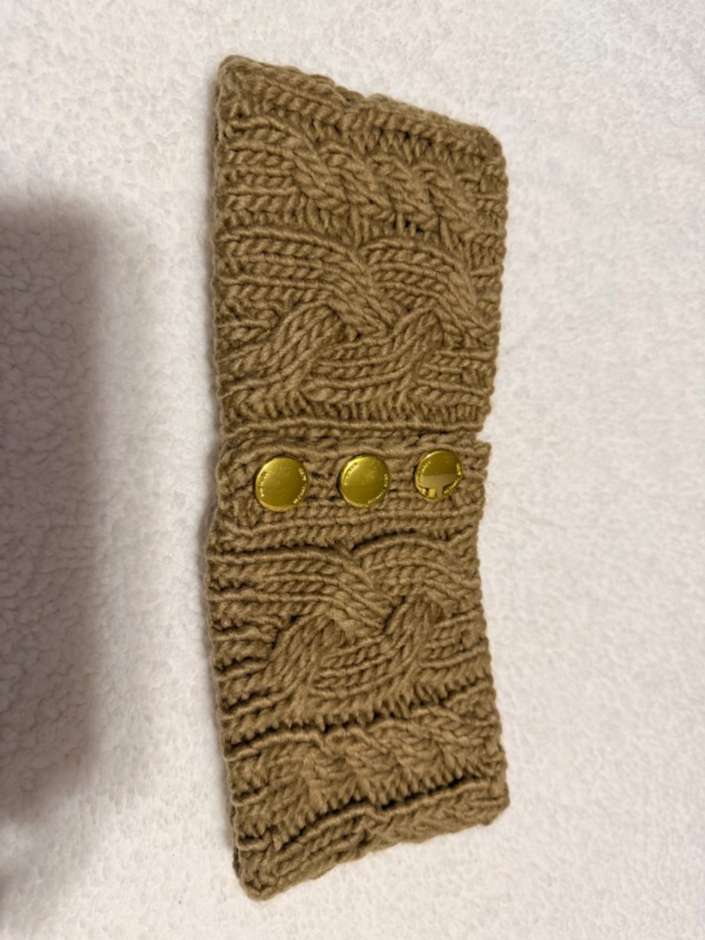 MICHAEL Michael Kors Knit Headband with Gold Buttons - Camel